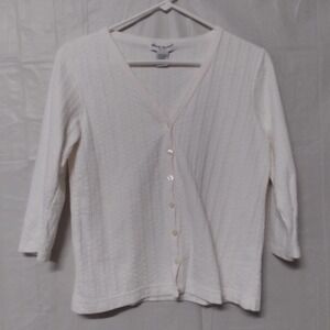 Vintage Alexandra Bartlett Petite White Knit Cardigan